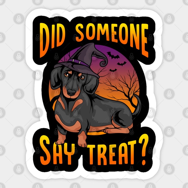 Did Someone Say Treat? Dachshund Dog Halloween Sticker by creative